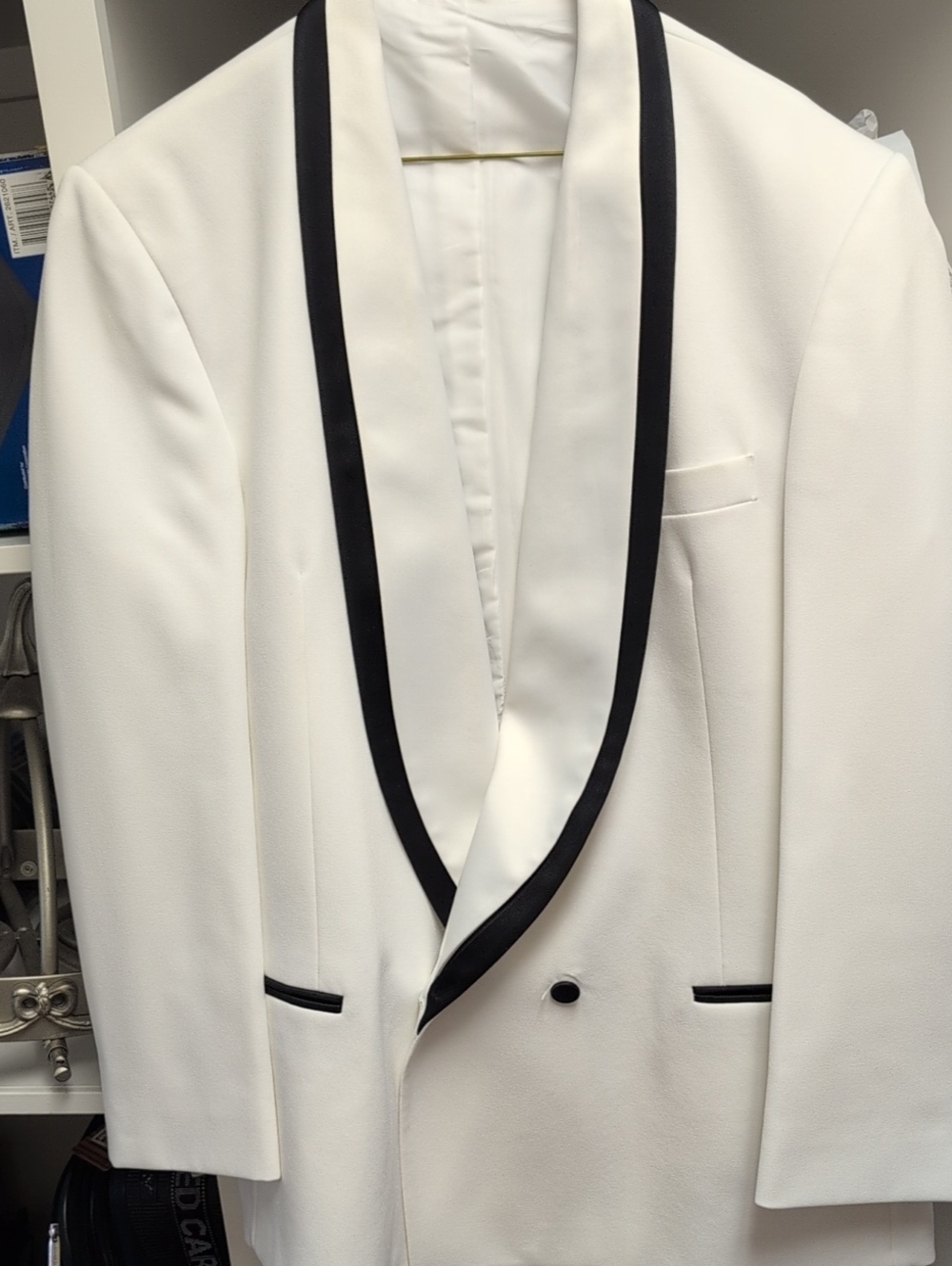 Raffinatti White Shawl Collar Tuxedo Blazer with Black Trim 42 R